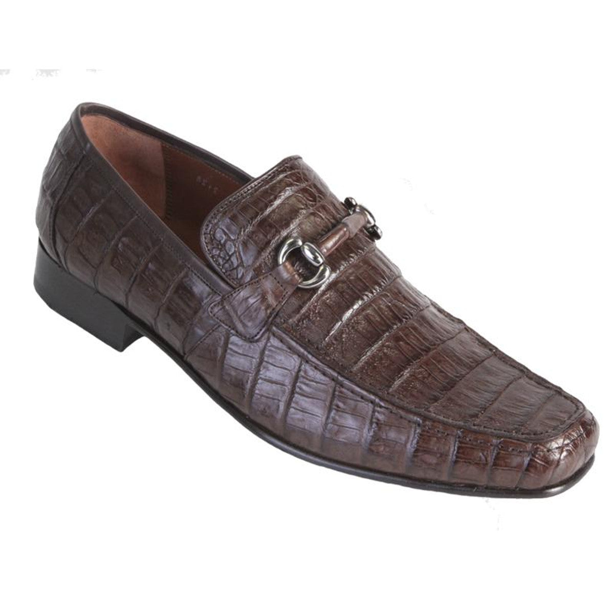 Los Altos Brown Crocodile Metal Bit Loafers - 8