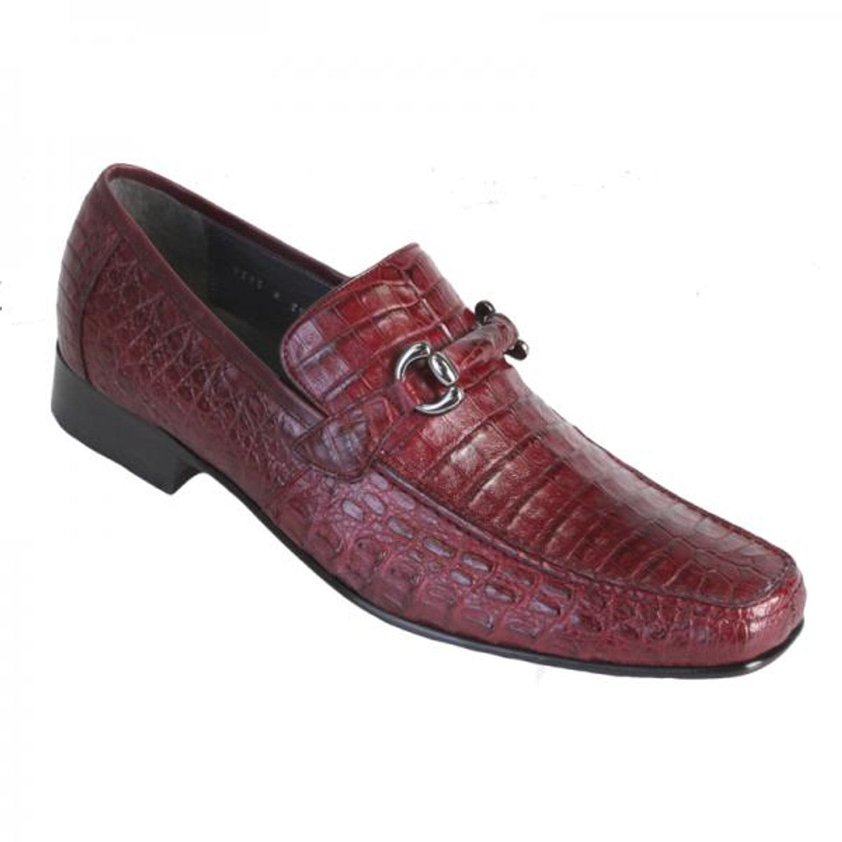 Los Altos Burgundy  Crocodile Metal Bit Loafers - 8