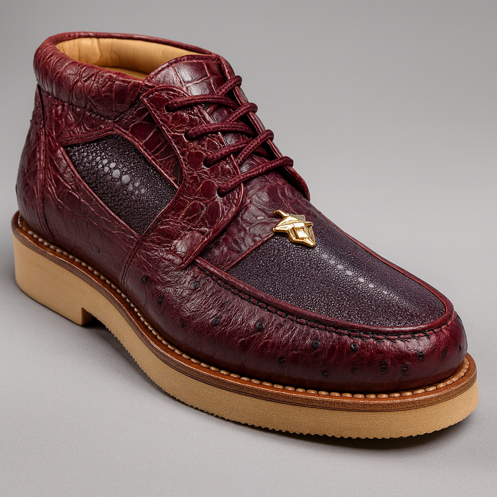 Los Altos Casual Burgundy Genuine Stingray / Ostrich Shoes - 8-M
