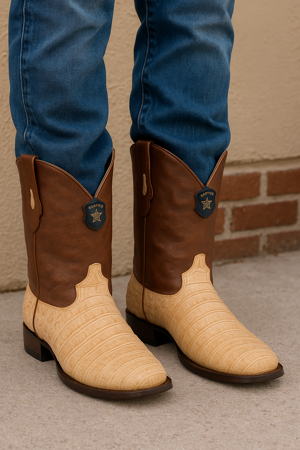 Los Altos Boots Honey Caiman Belly Cognac Cowboy Boots J-Toe - 6.0 Standard / D / Medium