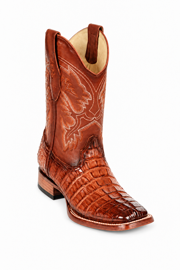Los Altos Caiman Tail Exotic Ankle Boots Faded Cognac