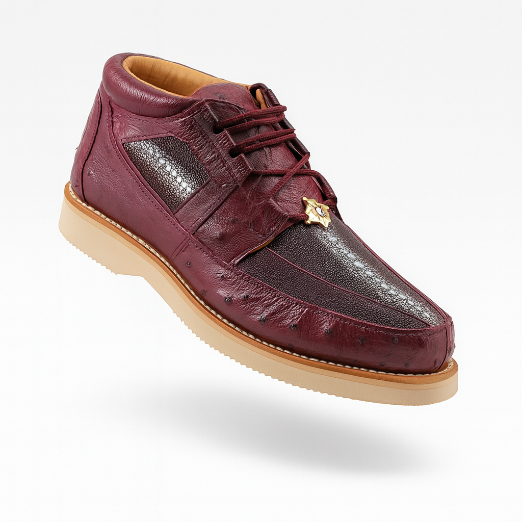 Los Altos Casual Burgundy Genuine Stingray / Ostrich Shoes - 8-M
