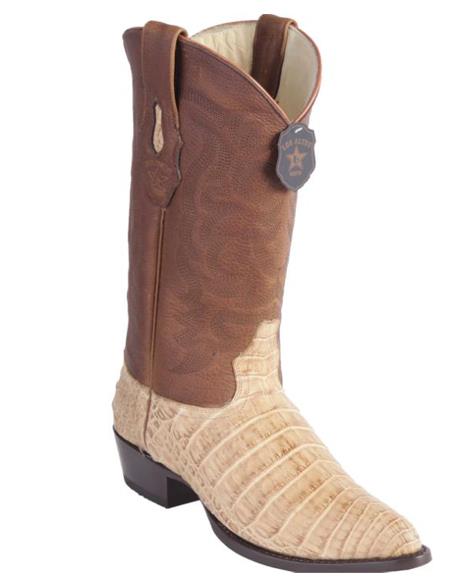 Los Altos Boots Honey Caiman Belly Cognac Cowboy Boots J-Toe - 6.0 Standard / D / Medium
