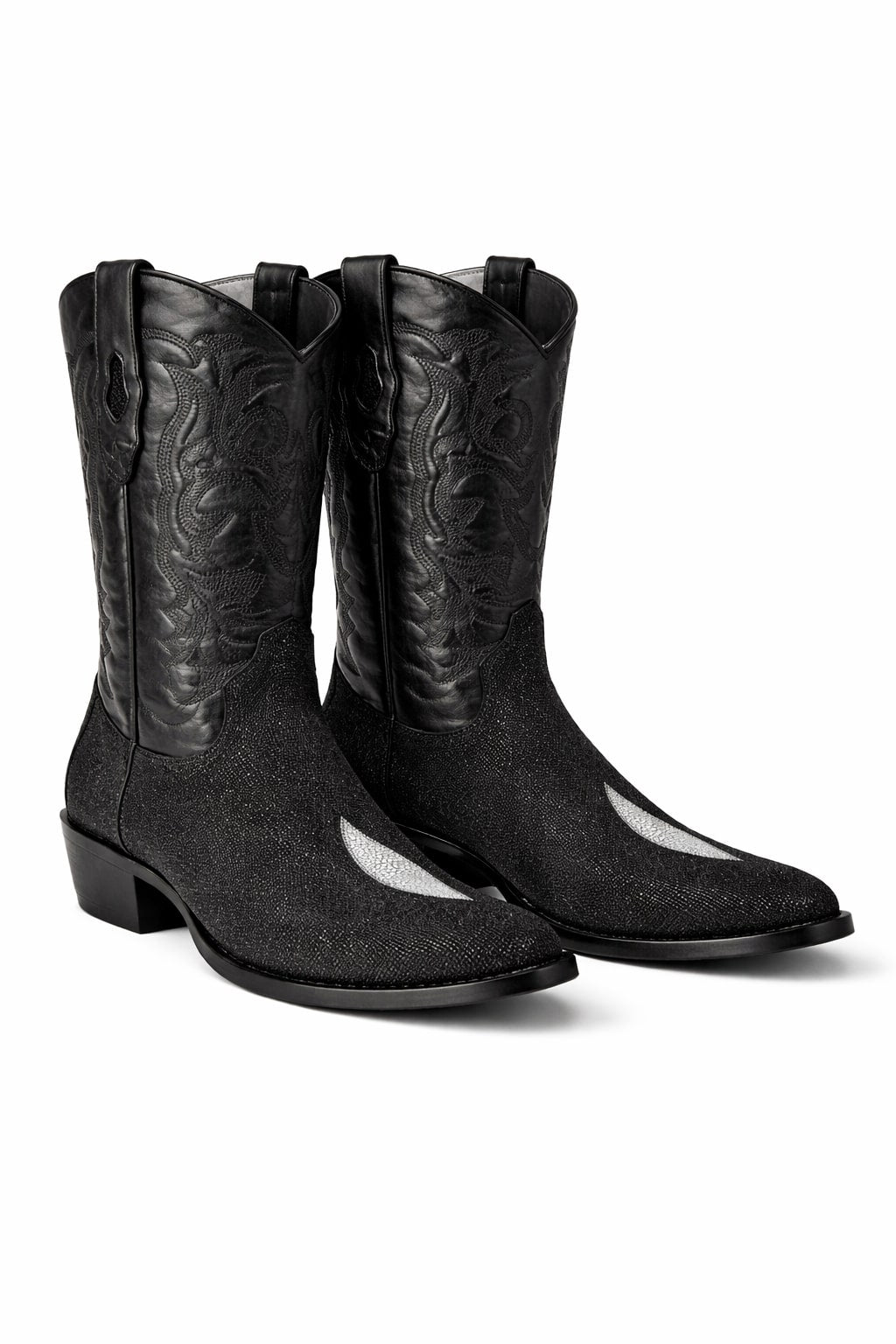 Los Altos Boots Single Stone Stingray R-Toe Black Cowboy Botas De Mantarraya - Mantarraya Boots - 6.0 Standard / D / Medium