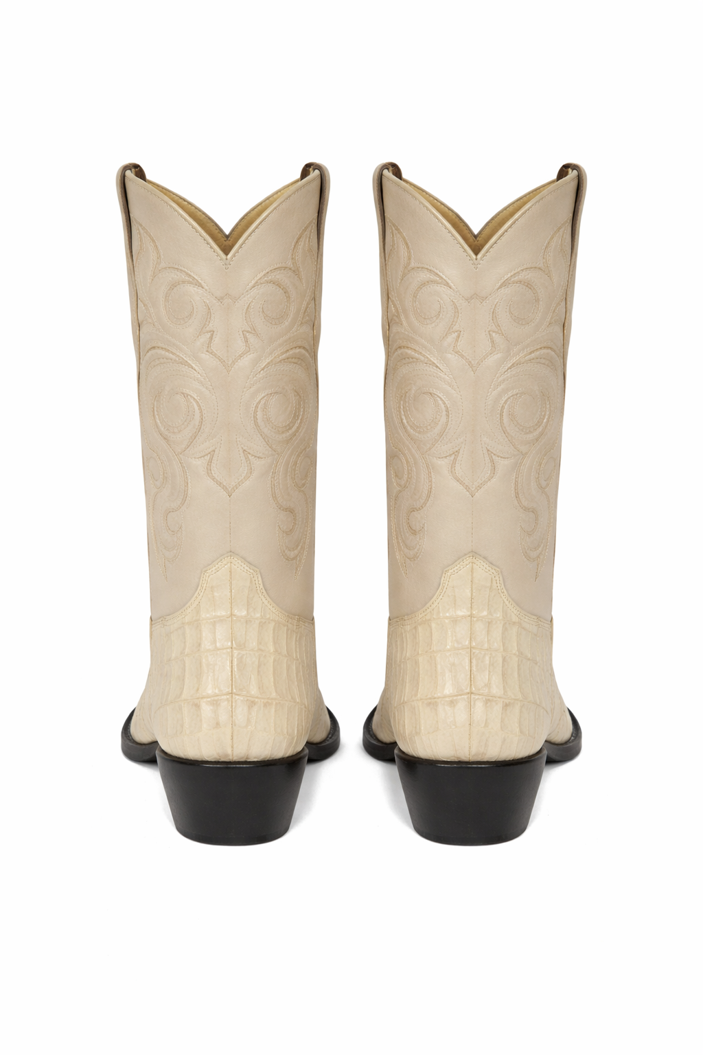 Los Altos Men White Genuine Crocodile Caiman Tail Cowboy J-Toe Boot-New Designer Collection
