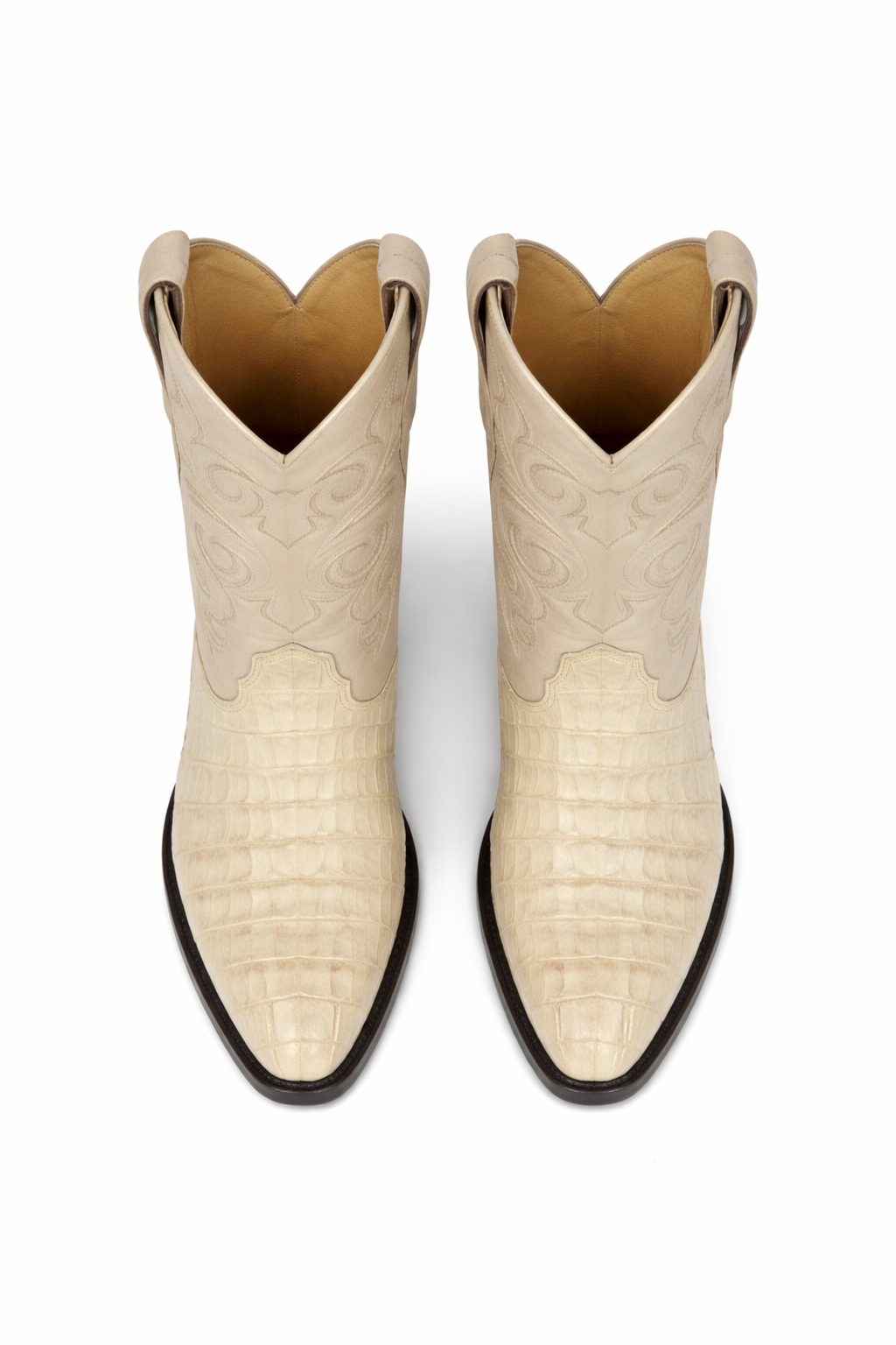 Los Altos Men White Genuine Crocodile Caiman Tail Cowboy J-Toe Boot-New Designer Collection