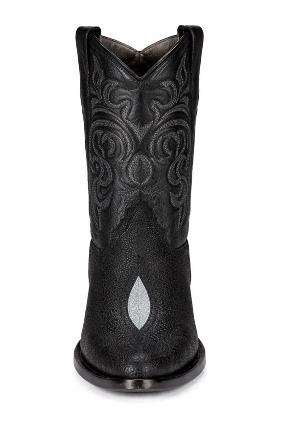 Los Altos Men's Black Exotic Stingray Round Toe Boots-New Designer Collection