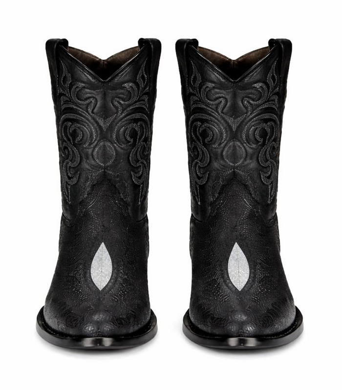 Los Altos Men's Black Exotic Stingray Round Toe Boots-New Designer Collection