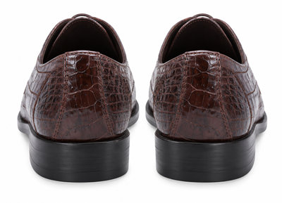 Los Altos Men's  Brown Crocodile Shoes Italian Toe Gator Shoes