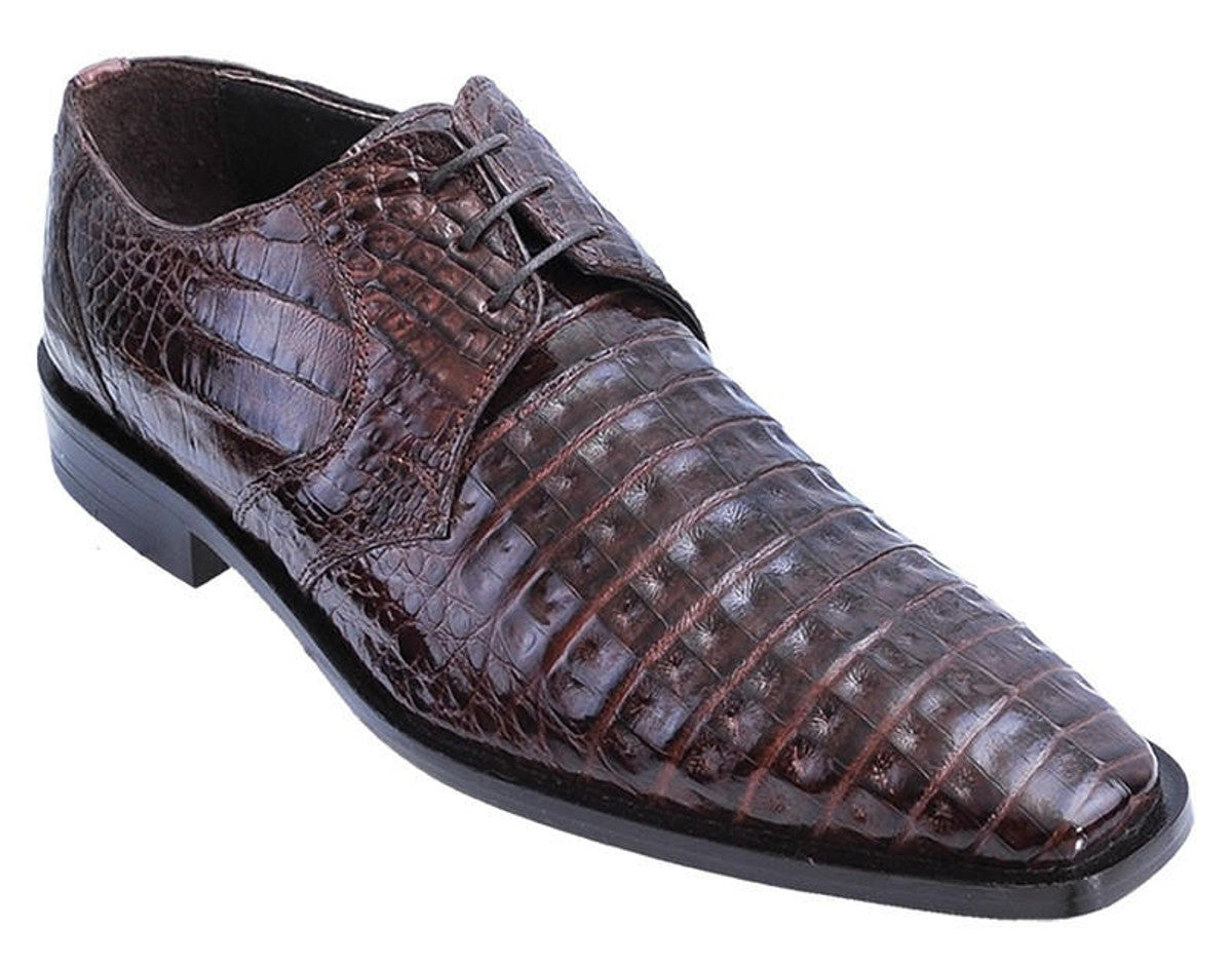 Los Altos Men's  Brown Crocodile Shoes Italian Toe Gator Shoes - 8