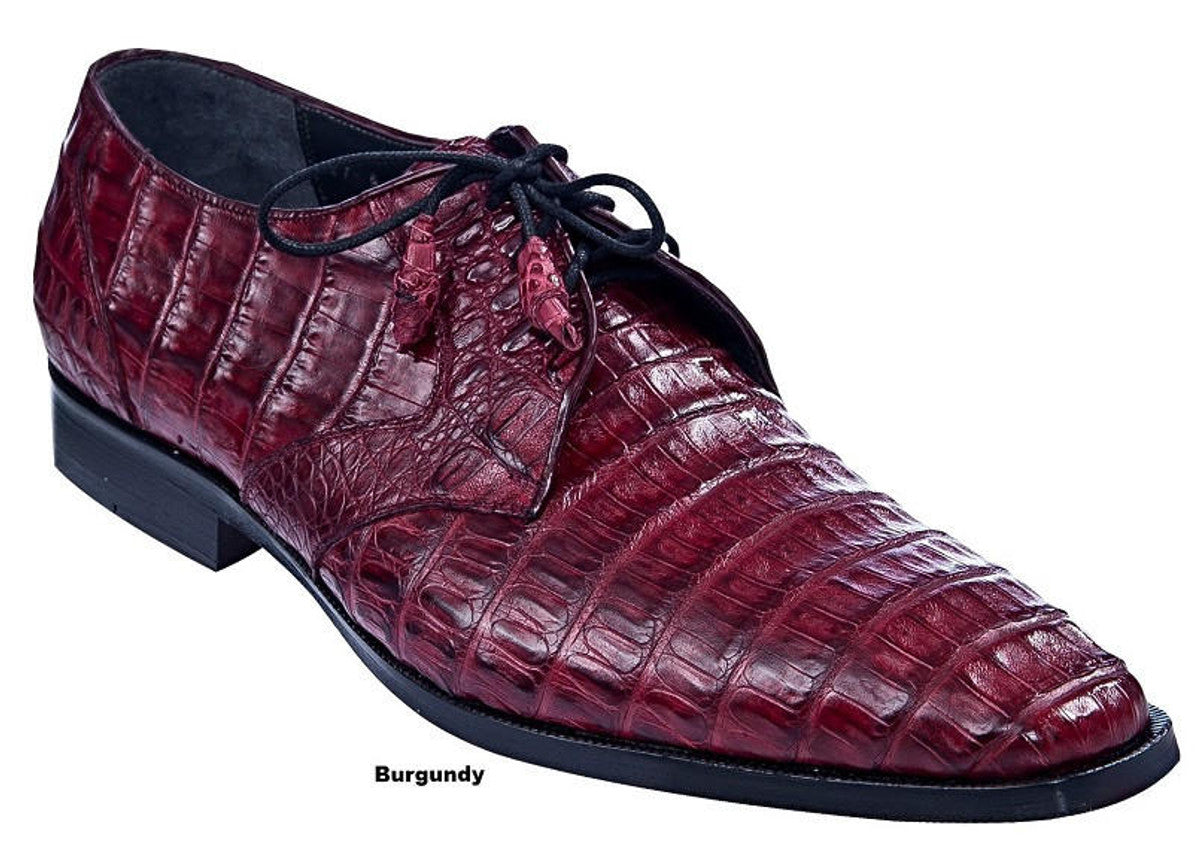 Los Altos Men's Burgundy Crocodile Shoes Gator Shoes - 8