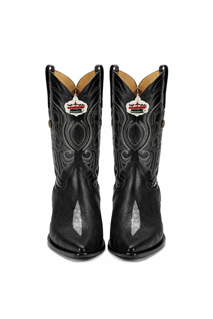 Los Altos Men's Exquisite Black Genuine Single Stone Stingray Boots-New Designer Collection