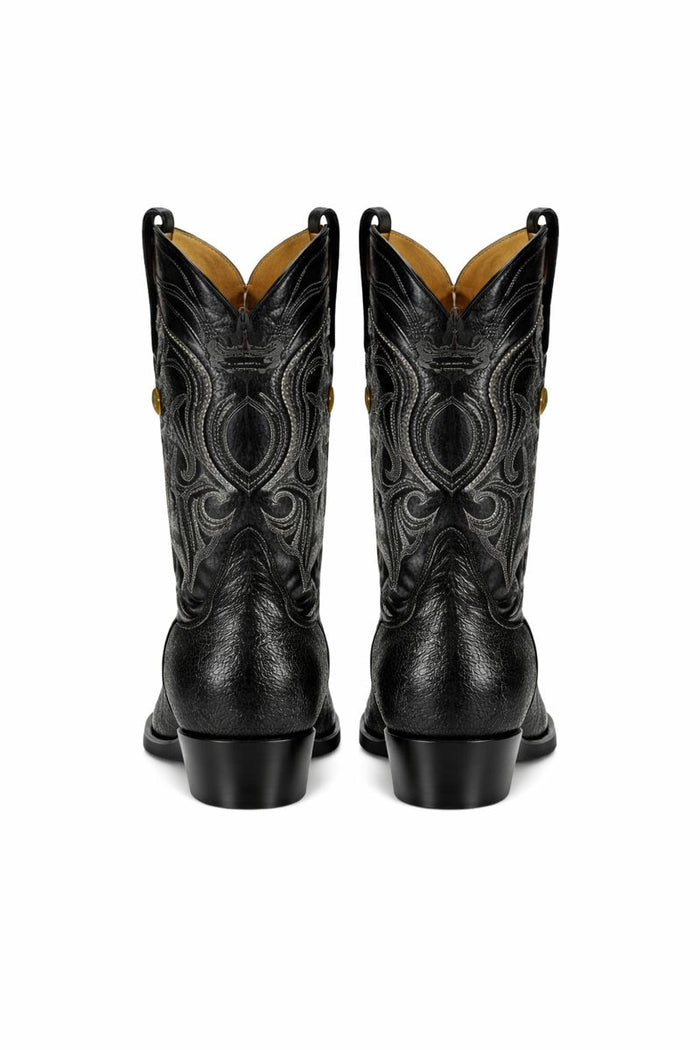 Los Altos Men's Exquisite Black Genuine Single Stone Stingray Boots-New Designer Collection