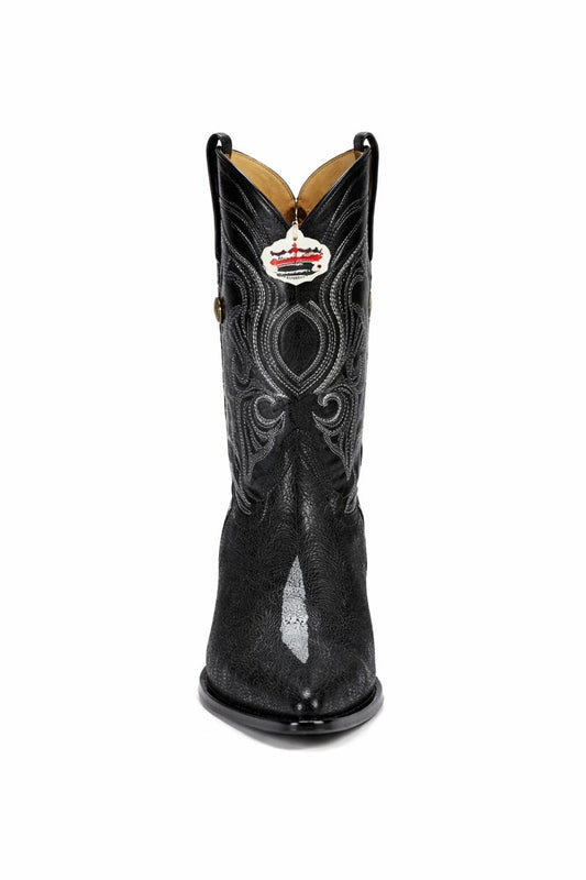 Los Altos Men's Exquisite Black Genuine Single Stone Stingray Boots-New Designer Collection