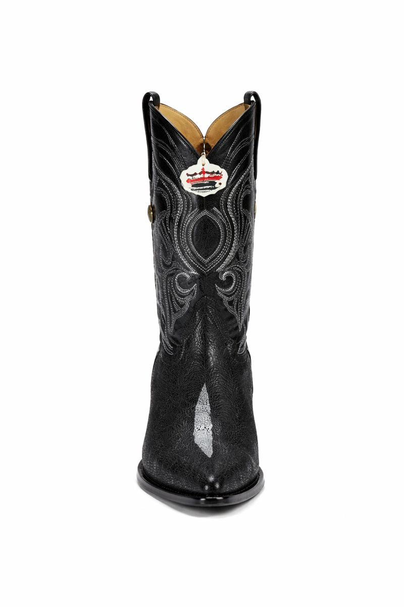 Los Altos Men's Exquisite Black Genuine Single Stone Stingray Boots-New Designer Collection