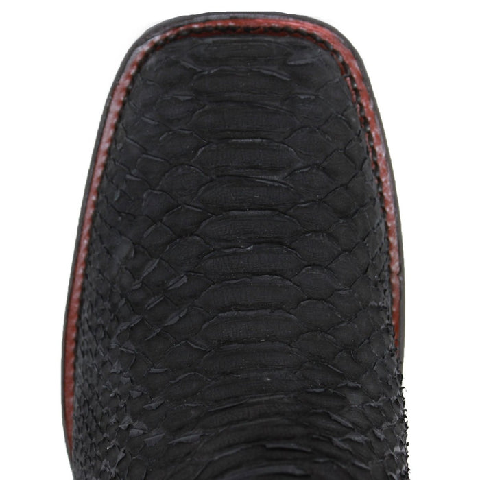 Los Altos Men's Genuine Python Skin Square Toe Ankle Boots - Black - 6