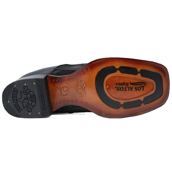 Los Altos Men's Genuine Python Skin Square Toe Ankle Boots - Black - 6