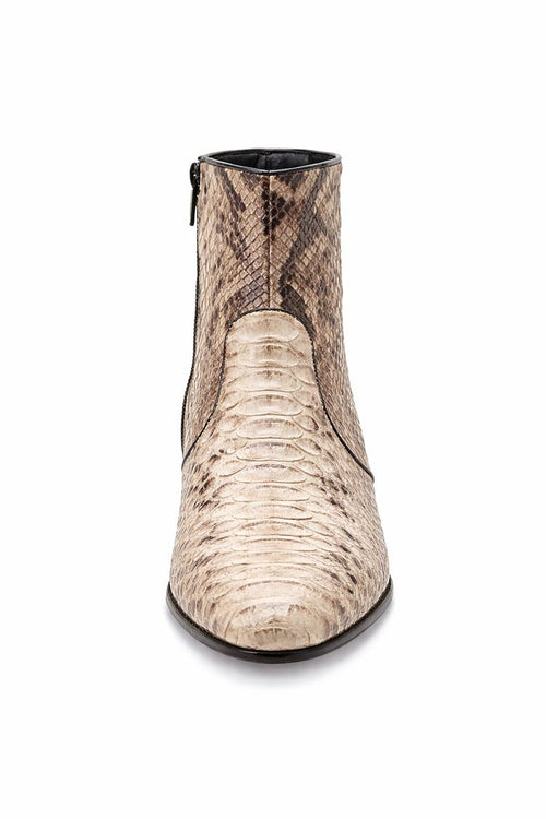 Los Altos Mens Natural Genuine Python Snakeskin Leather Ankle Boots-New Designer Collection