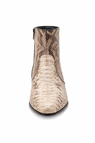 Los Altos Mens Natural Genuine Python Snakeskin Leather Ankle Boots-New Designer Collection