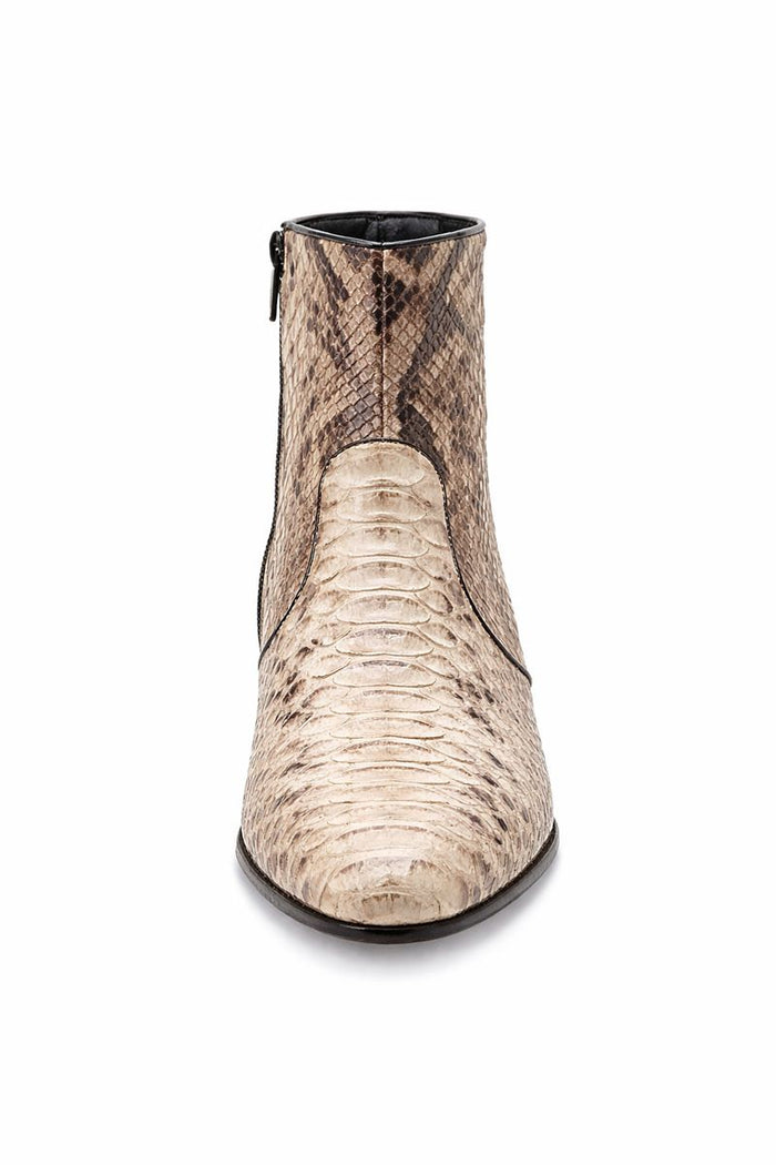 Los Altos Mens Natural Genuine Python Snakeskin Leather Ankle Boots-New Designer Collection