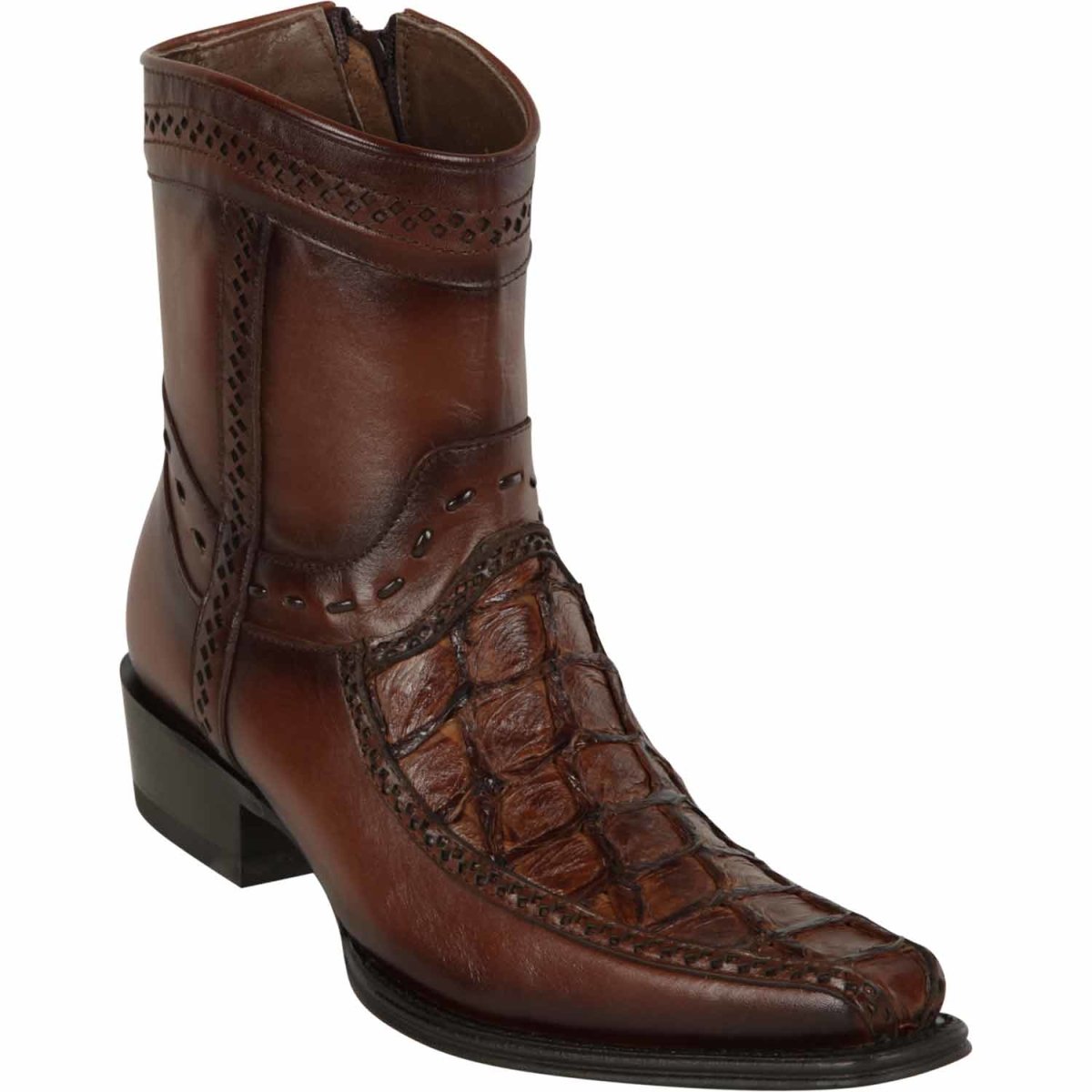 Los Altos Men's Original Monster Fish Skin European Toe Short Boots - Brown - 6