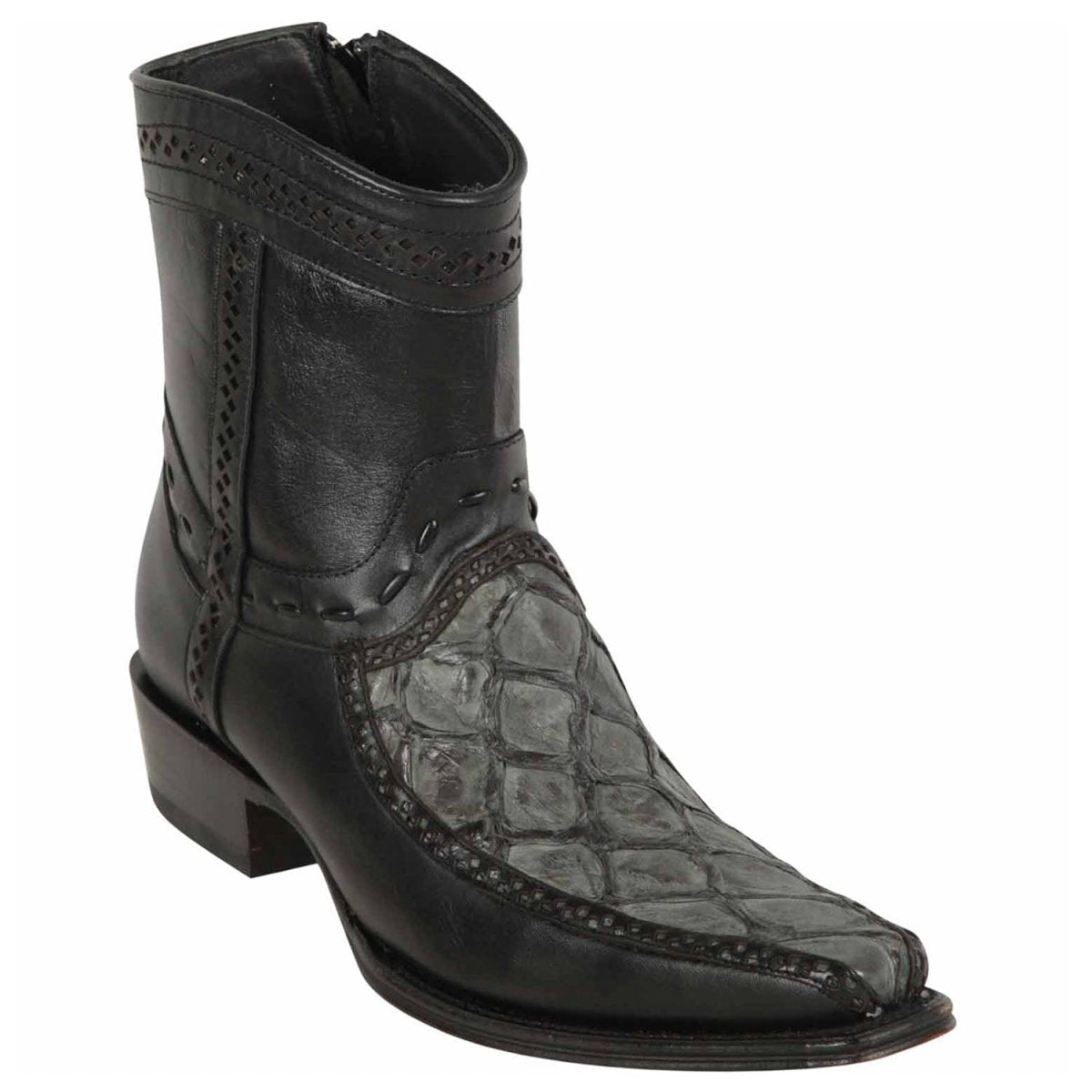 Los Altos Men's Original Monster Fish Skin European Toe Short Boots - Grey - 6