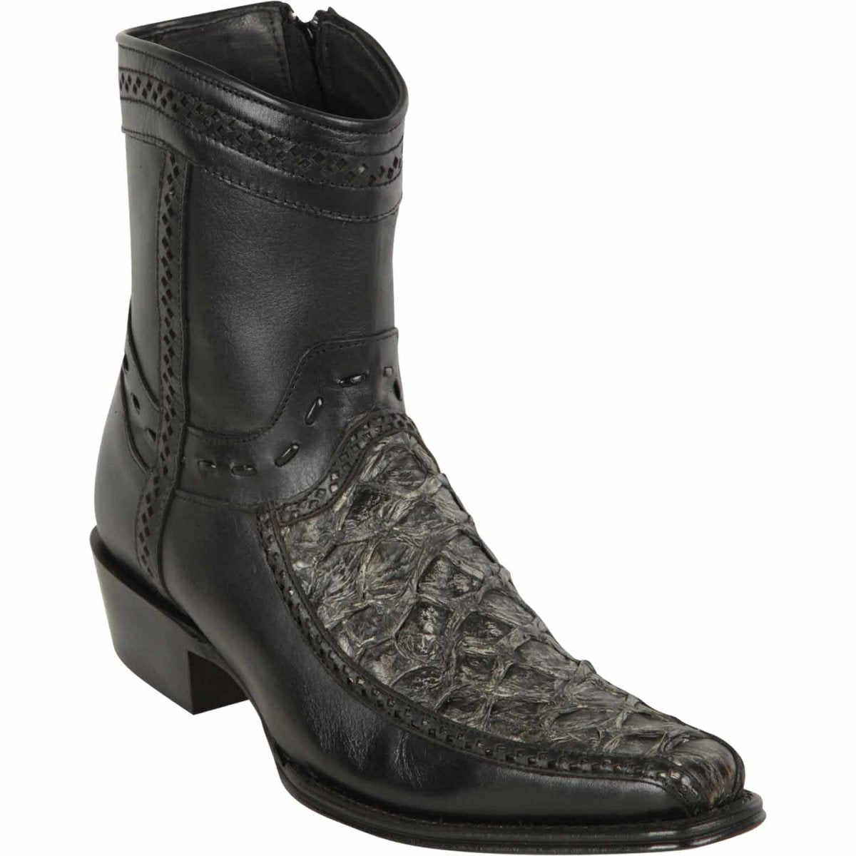 Los Altos Men's Original Monster Fish Skin European Toe Short Boots - Rustic Black - 6