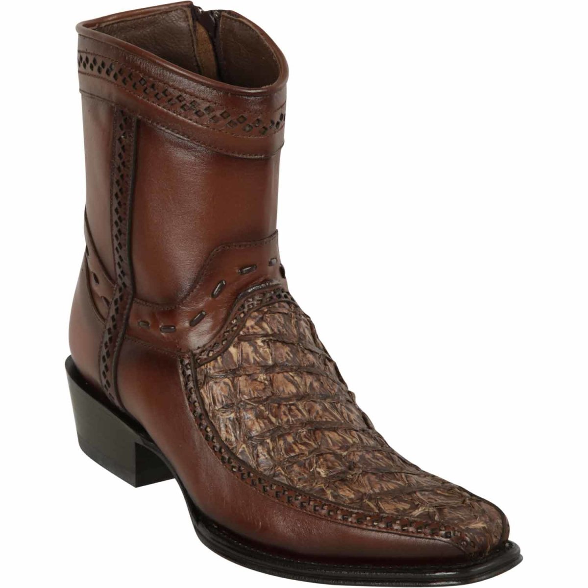 Los Altos Men's Original Monster Fish Skin European Toe Short Boots - Rustic Brown - 6