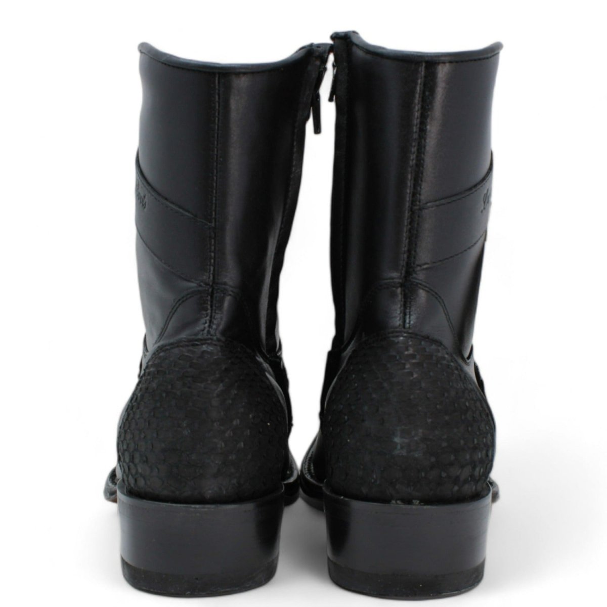 Los Altos Men's Original Python Skin European Toe Short Boots - Black 76BFN5705 - 6