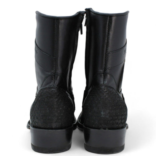 Los Altos Men's Original Python Skin European Toe Short Boots - Black 76BFN5705