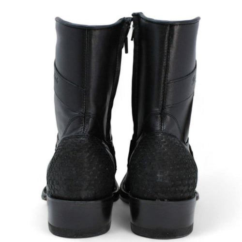 Los Altos Men's Original Python Skin European Toe Short Boots - Black