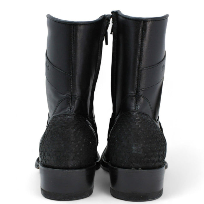 Los Altos Men's Original Python Skin European Toe Short Boots - Black - 6