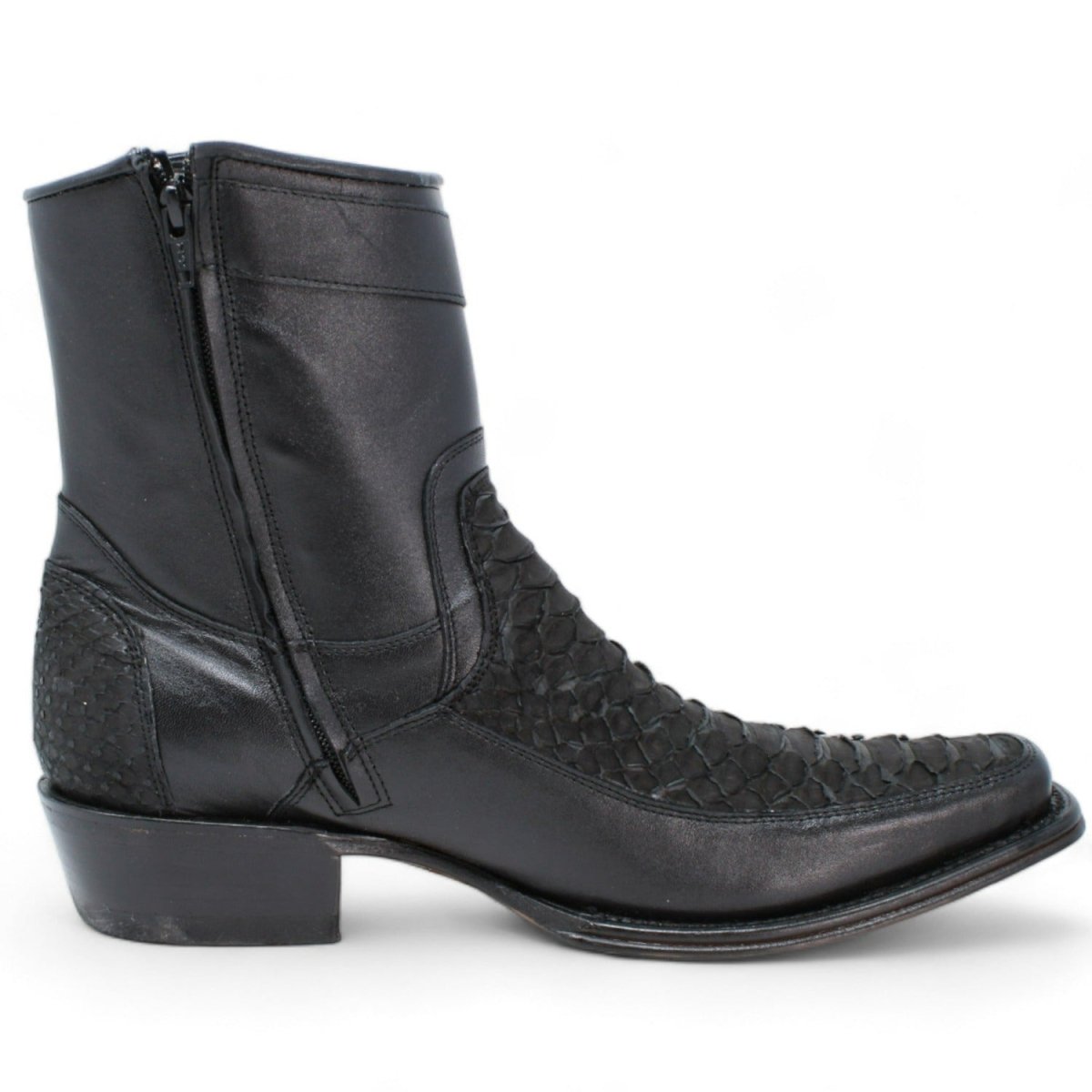 Los Altos Men's Original Python Skin European Toe Short Boots - Black 76BFN5705 - 6