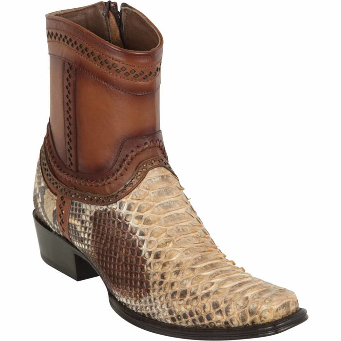 Los Altos Men's Original Python Skin European Toe Short Boots - Oryx - 6