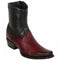 Los Altos Men's Original Smooth Ostrich Skin European Toe Short Boots - Burgundy