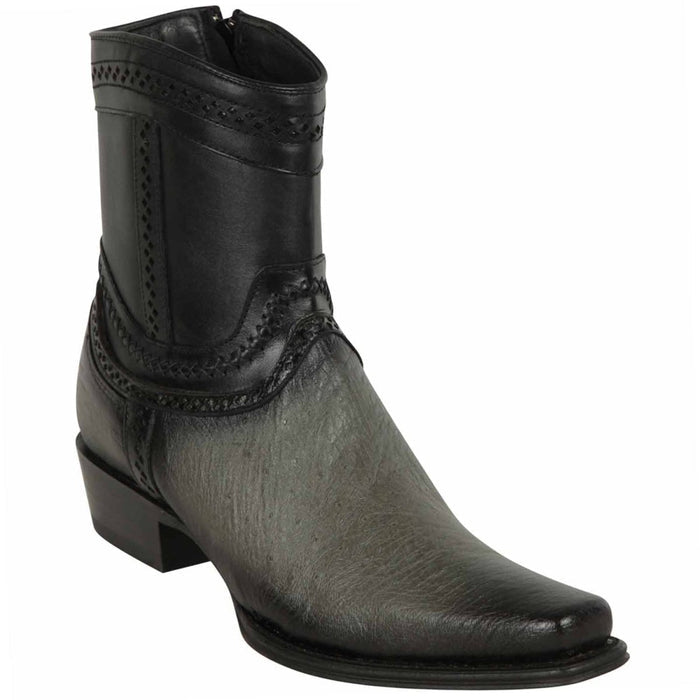 Los Altos Men's Original Smooth Ostrich Skin European Toe Short Boots - Grey - 6