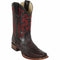 Los Altos Men's Smooth Ostrich Square Toe Boots - Black Cherry