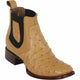 Los Altos Men's Wide Square Toe Ostrich Short Boots - Antique Saddle