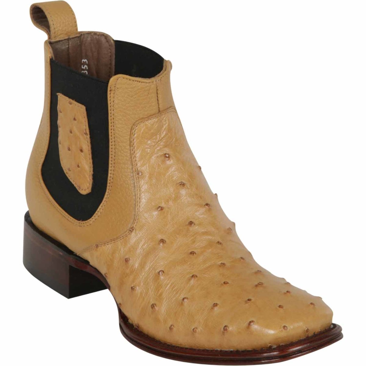 Los Altos Men's Wide Square Toe Ostrich Short Boots - Antique Saddle 82BV0353 - 6