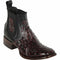 Los Altos Men's Wide Square Toe Ostrich Short Boots - Black Cherry