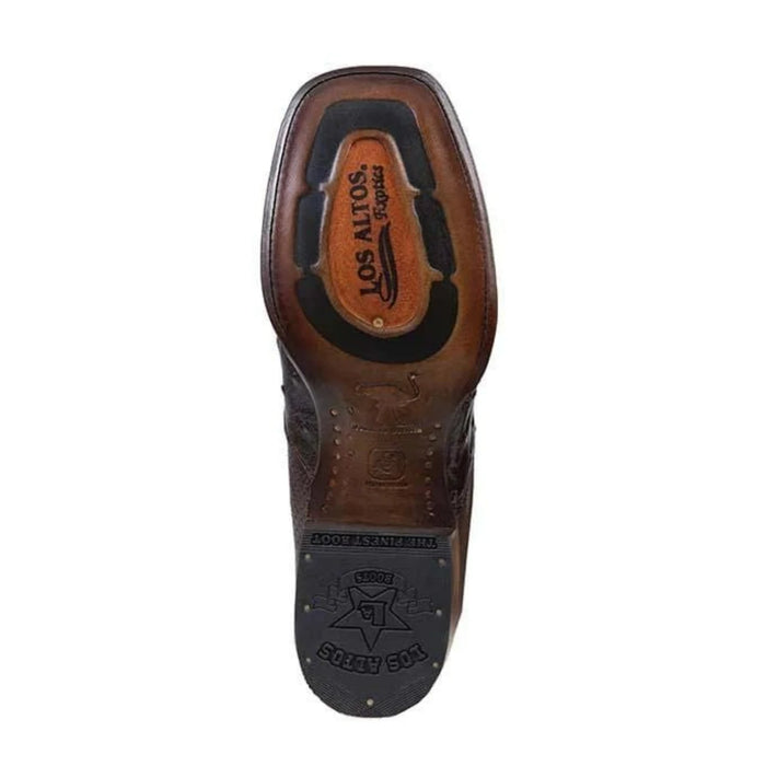 Los Altos Men's Wide Square Toe Ostrich Short Boots - Brown - 6
