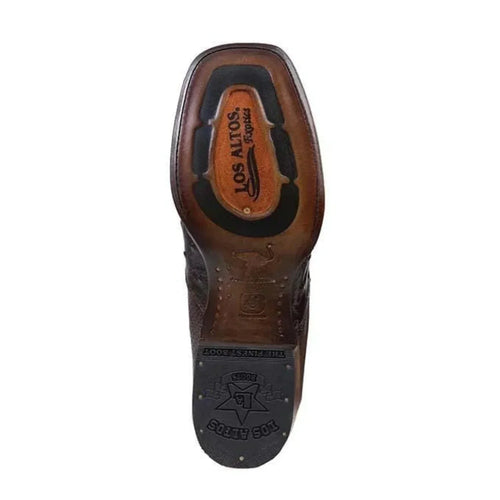Los Altos Men's Wide Square Toe Ostrich Short Boots - Brown 82BV0359