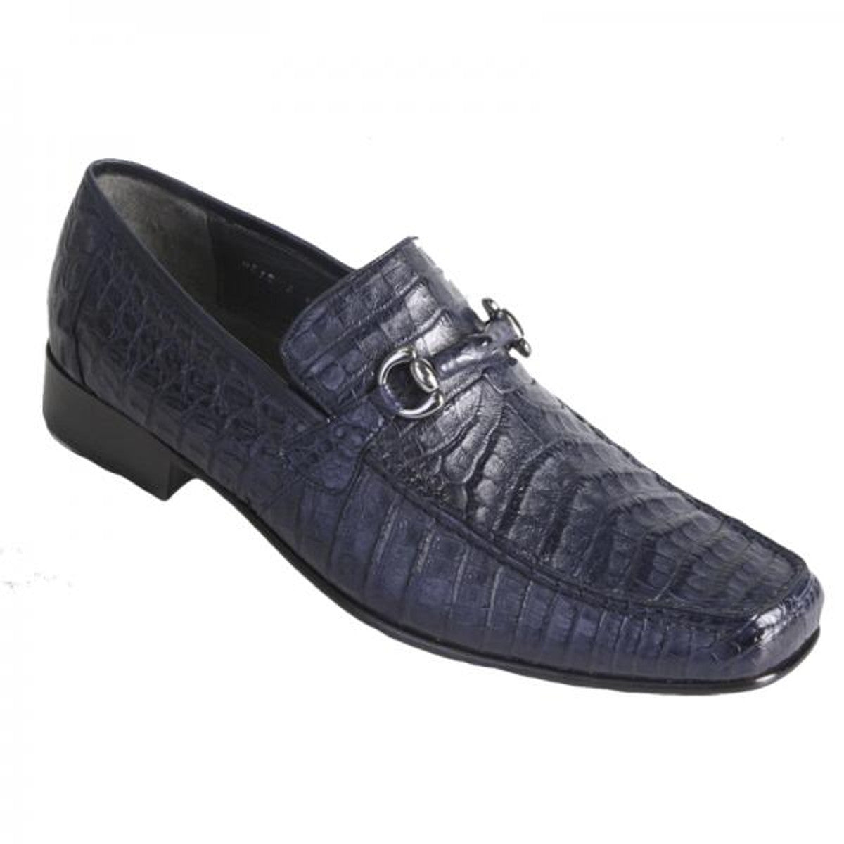 Los Altos Navy Blue  Crocodile Metal Bit Loafers - 8