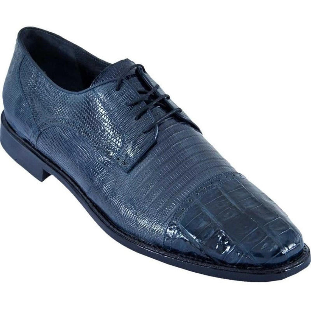 Los Altos Navy  Lizard Crocodile Cap Toe Shoes - 8