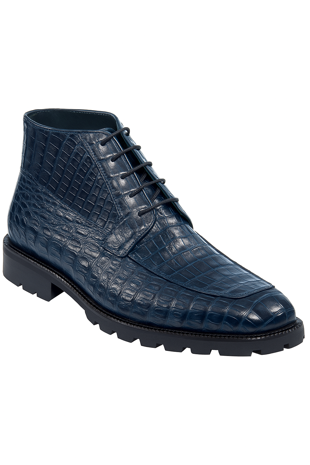 Navy Genuine Caiman Crocodile Belly Ankle Los Altos Boot-New Designer Collection - 8