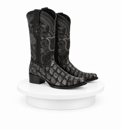 Los Altos Pirarucu Gray & Black European Square Toe Mens Boot