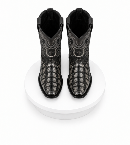 Los Altos Pirarucu Gray & Black European Square Toe Mens Boot