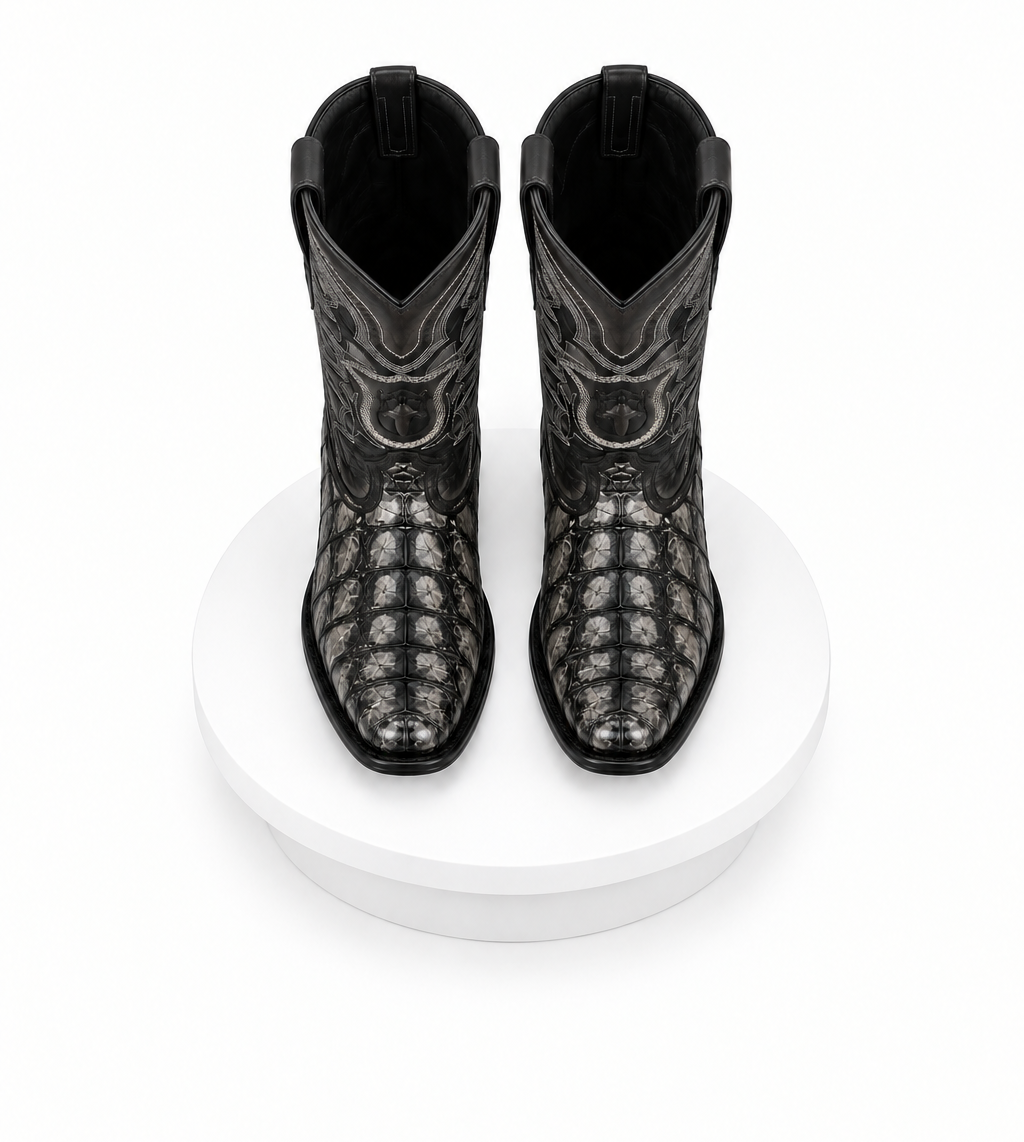 Los Altos Pirarucu Gray & Black European Square Toe Mens Boot