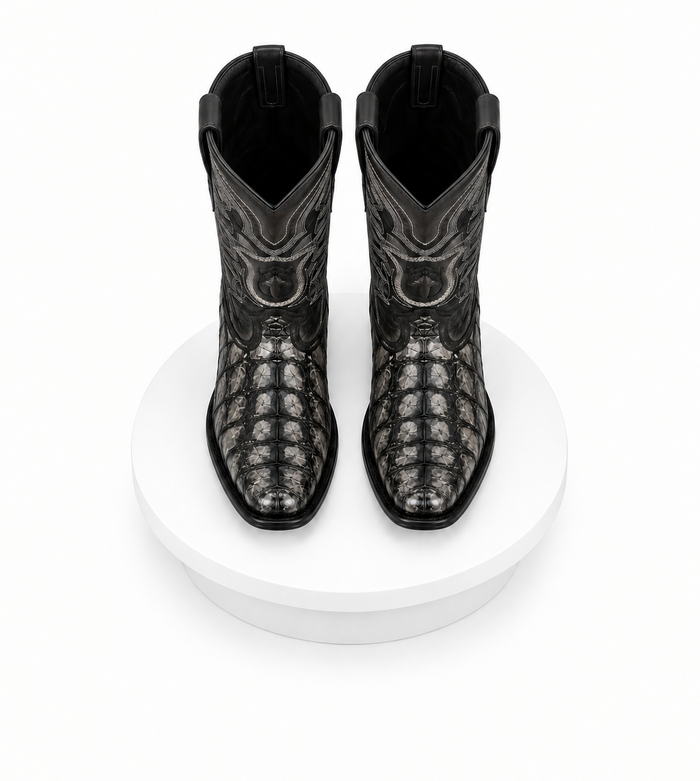 Los Altos Pirarucu Gray & Black European Square Toe Mens Boot