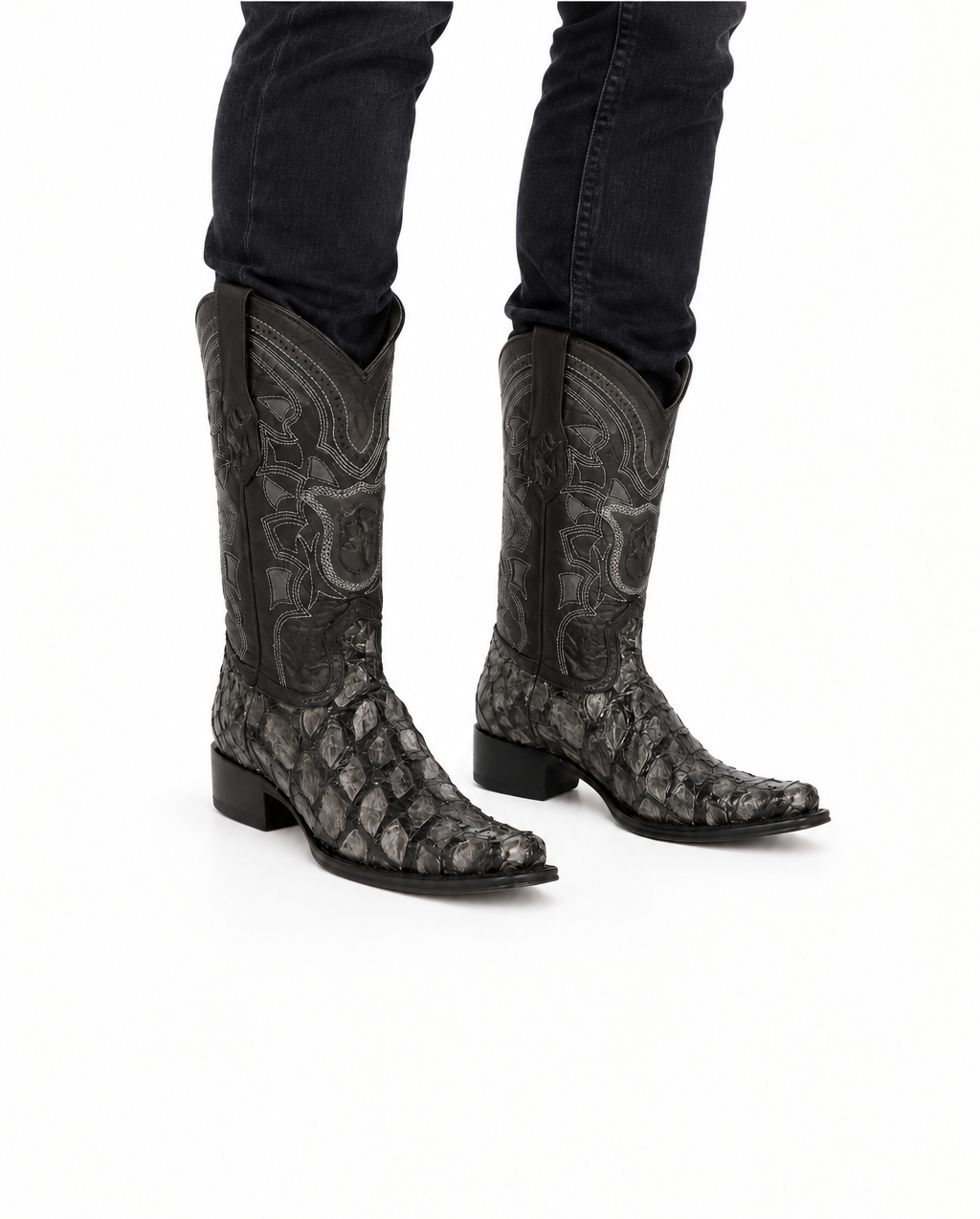 Los Altos Pirarucu Gray & Black European Square Toe Mens Boot